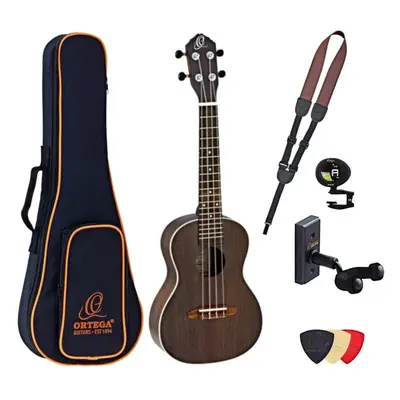 Ortega RUCOAL Deluxe SET Coal Black Koncertní ukulele