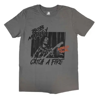 Bob Marley Tričko Catch A Fire World Tour Unisex Charcoal Grey