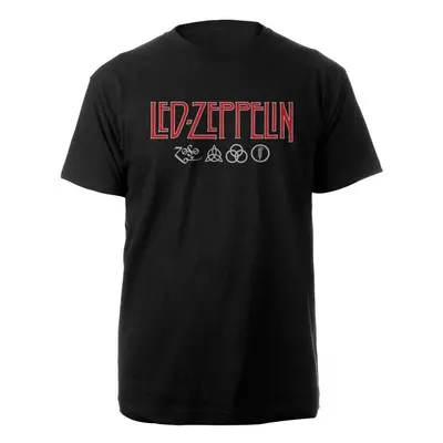 Led Zeppelin Tričko Logo & Symbols Unisex Black