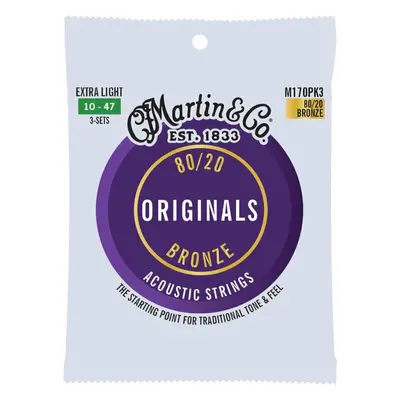 Martin Originals Extra Light 3-Pack Struny pro akustickou kytaru