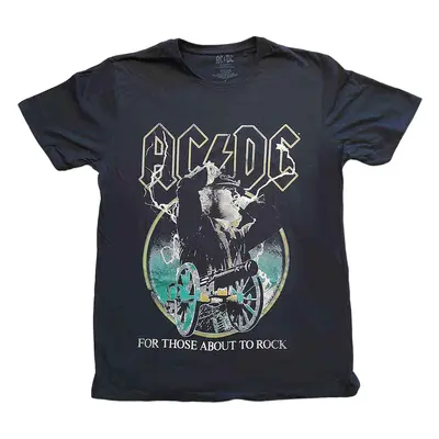 AC/DC Tričko For Those About To Rock Yellow Outlines Unisex Black