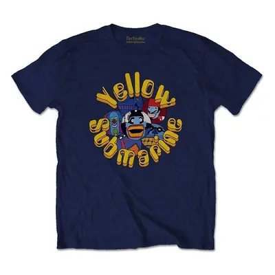 The Beatles Tričko Yellow Submarine Baddies Unisex Navy Blue