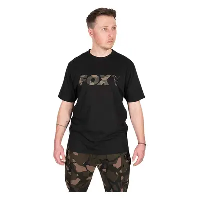 Fox Fishing Tričko Black/Camo Logo T-Shirt