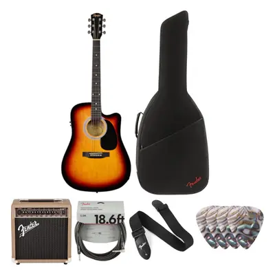 Fender Squier SA-105CE Deluxe SET Sunburst Elektroakustická kytara Dreadnought