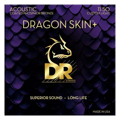 DR Strings Dragon Skin+ Coated Phosphor Bronze Custom Light Struny pro akustickou kytaru