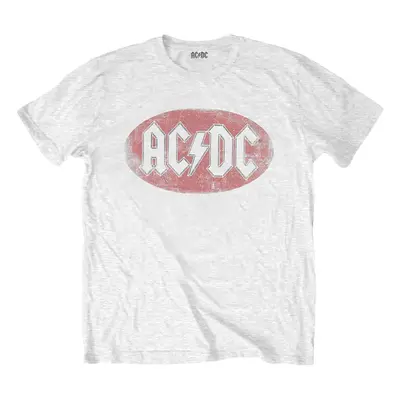 AC/DC Tričko Oval Logo Vintage Unisex White