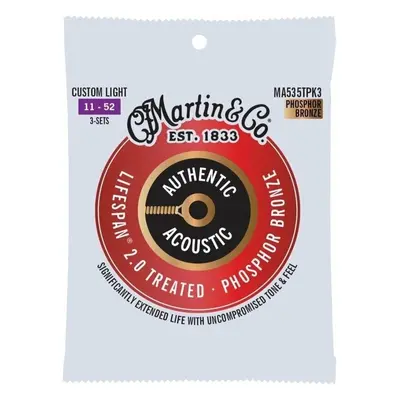 Martin Authentic Lifespan 2.0 92/8 Phosphor Bronze Custom Light 3-Pack Struny pro akustickou kyt