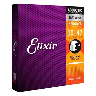 Elixir Nanoweb 10-47 Struny pro akustickou kytaru