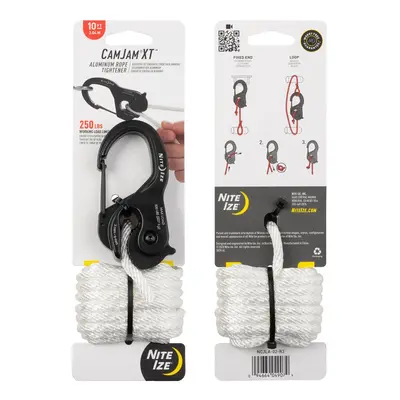 NITE IZE CamJam XT Aluminium Cord Tightener Upínací hliníková karabina + 3m lano, černá - velká