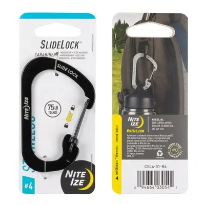 NITE IZE SlideLock Stainless Steel Ocelová karabina s pojistkou, černá