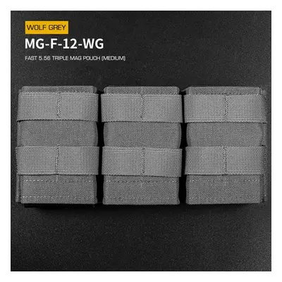 Wosport FAST type Triple MOLLE sumka na 5.56 zásobníky M4/M16, střední - šedá