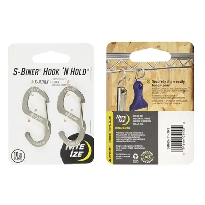 NITE IZE Karabina s háčkem S-Biner® Hook 'N Hold™, malá - Stříbrná (2 ks)