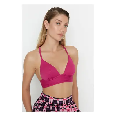 Trendyol Fuchsia Triangle Push Up Texturovaný horní díl bikin