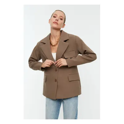 Trendyol Mink Oversize Lined Double Breasted Closure Woven Blazer Jacket