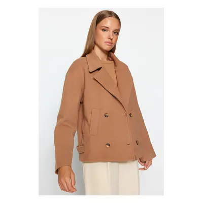 Trendyol Brown Oversize široký střih Stamped Coat