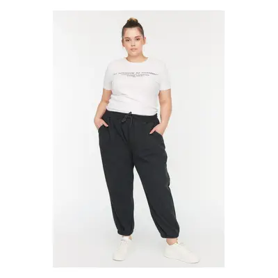 Pletené tepláky Trendyol Curve Anthracite Thin Jogger