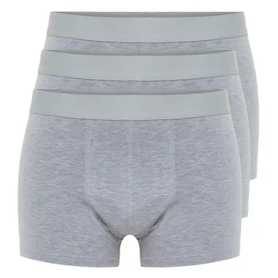 Trendyol Gray Melange Pack Basic Plain Cotton Boxers