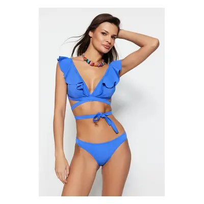 Trendyol Saks Triangle Flounce Bikini Top