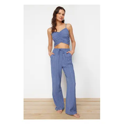 Trendyol Blue Woven Blouse Trousers Set