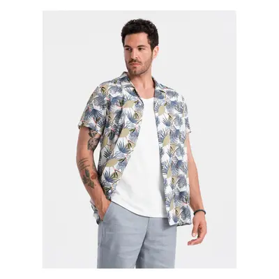 Ombre Viscose patterned men's short sleeve shirt - palm trees