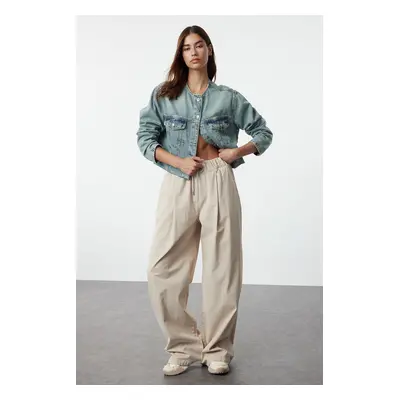 Trendyol Stone Waist Detail High Waist Extra Wide Leg Palazzo Jeans