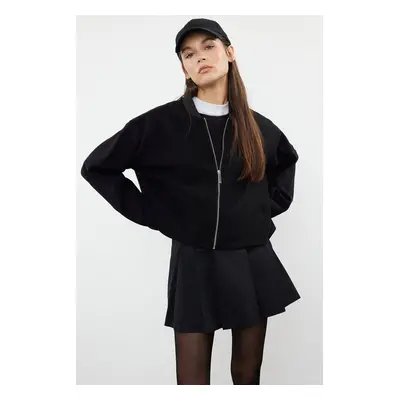 Trendyol Black Oversize Stamp Bomber Jacket Coat