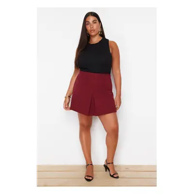 Trendyol Curve Burgundy Woven Shorts Skirt