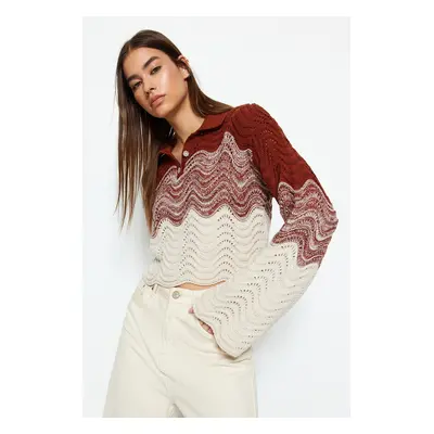 Trendyol Tile Crop Polo Neck Pletený svetr