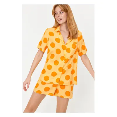 Trendyol Yellow Multicolored Polka Dot Viscose Woven Pajama Set