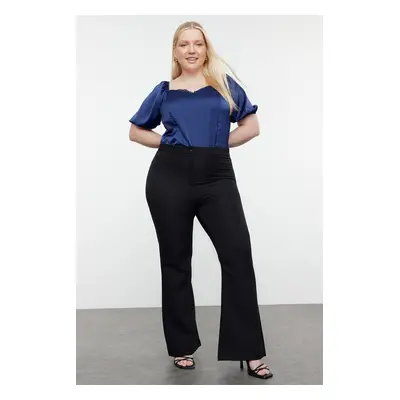 Trendyol Curve Black Spanish Leg Flare Woven Plus Size Fabric Trousers