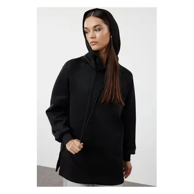 Trendyol Black Hooded Diver/Scuba Knitted Sweatshirt