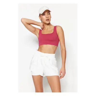 Trendyol White Parachute Fabric Layer Knitted Sports Shorts with Shorts Inside