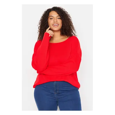 Trendyol Curve Red Cross Band Detailed Knitwear Sweater