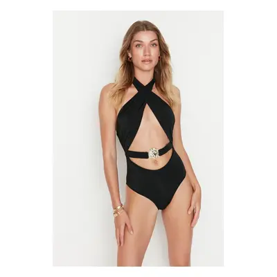 Trendyol Black Accessory Detailed Cut Out Swimsuit