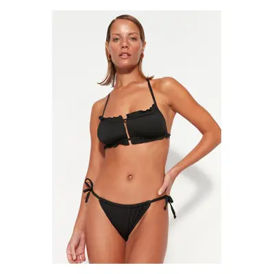 Trendyol Black Tunnel High Leg Bikini Bottom