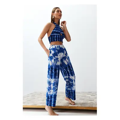 Trendyol Abstract Patterned Weaving 100% Cotton Blouse Trousers Beach Set