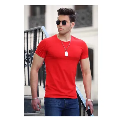 Madmext Men's Crew Neck Red T-Shirt