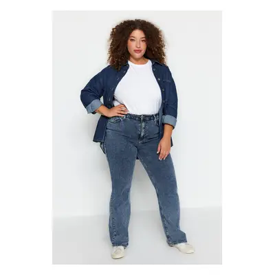 Trendyol Curve Blue Rise Waist Wide-Cut Jeans