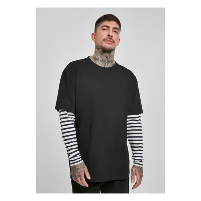 Oversized Double Layer Striped LS Tee černé