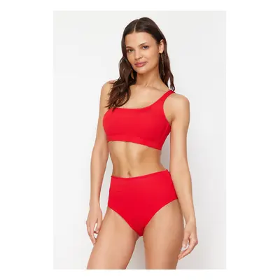 Trendyol Red One Shoulder High Waist Regular Bikini Set