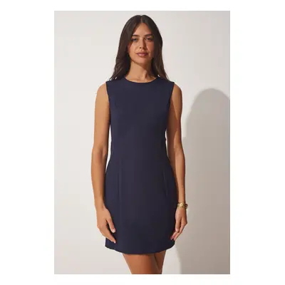 Happiness İstanbul Women's Navy Blue Sleeveless Basic Elegant Dress