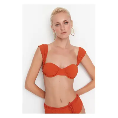 Trendyol Brown Textured Bikini Top