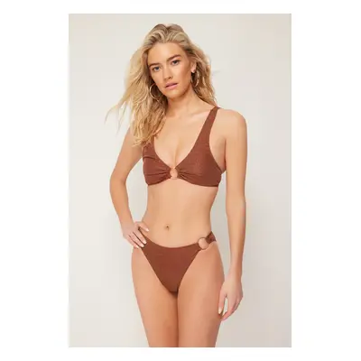 Trendyol Brown Accessory Silvery Regular Bikini Bottom