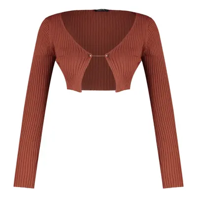 Trendyol Brown Crop Knitwear Cardigan