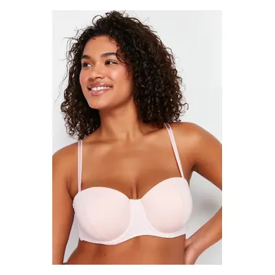 Trendyol Curve Light Pink Ribbed Strapless Bra