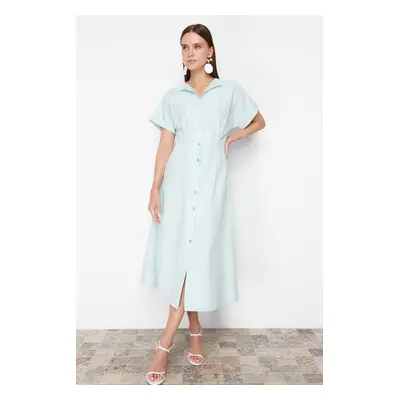 Trendyol Mint Waist Opening Midi Woven Shirt Dress