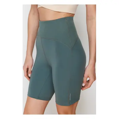 Trendyol Khaki Matte Recovery Fabric Reflector Printed Knitted Sports Biker/Cyclist/Short Leggin