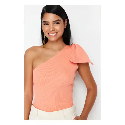 Trendyol Orange Single Sleeve Bow Detailed Knitwear Blouse