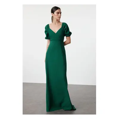 Trendyol Emerald Green A-Line Woven Long Evening Dress & Graduation Dress