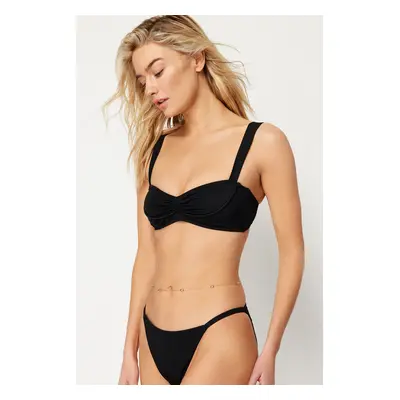 Trendyol Black Bralette Drawstring Bikini Top